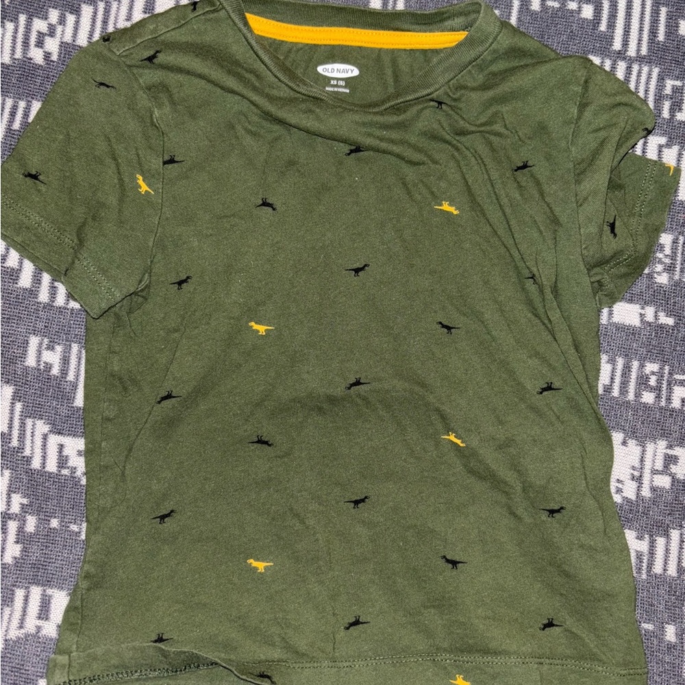 Old Navy Kids Green Tee with Black and Yellow Accents